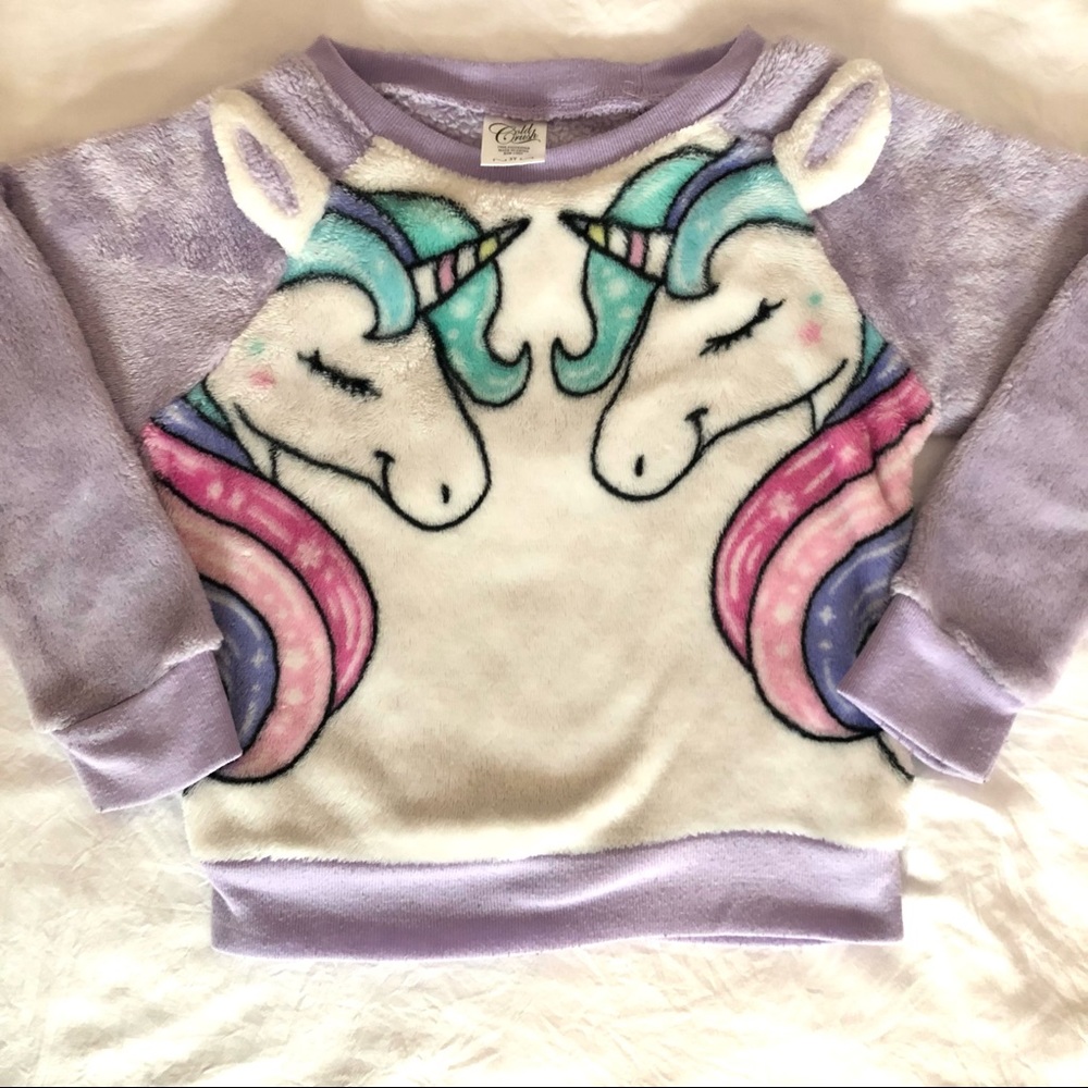 Toddler - Fuzzy Unicorn Sweatshirt - Sz 3T